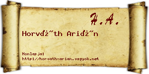 Horváth Arián névjegykártya
